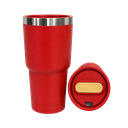 Vaso, acero inoxidable, rojo, 530ml, Selene  18*8.8 cm doble pared top de bambú