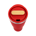 Vaso, acero inoxidable, rojo, 530ml, Selene  18*8.8 cm doble pared top de bambú