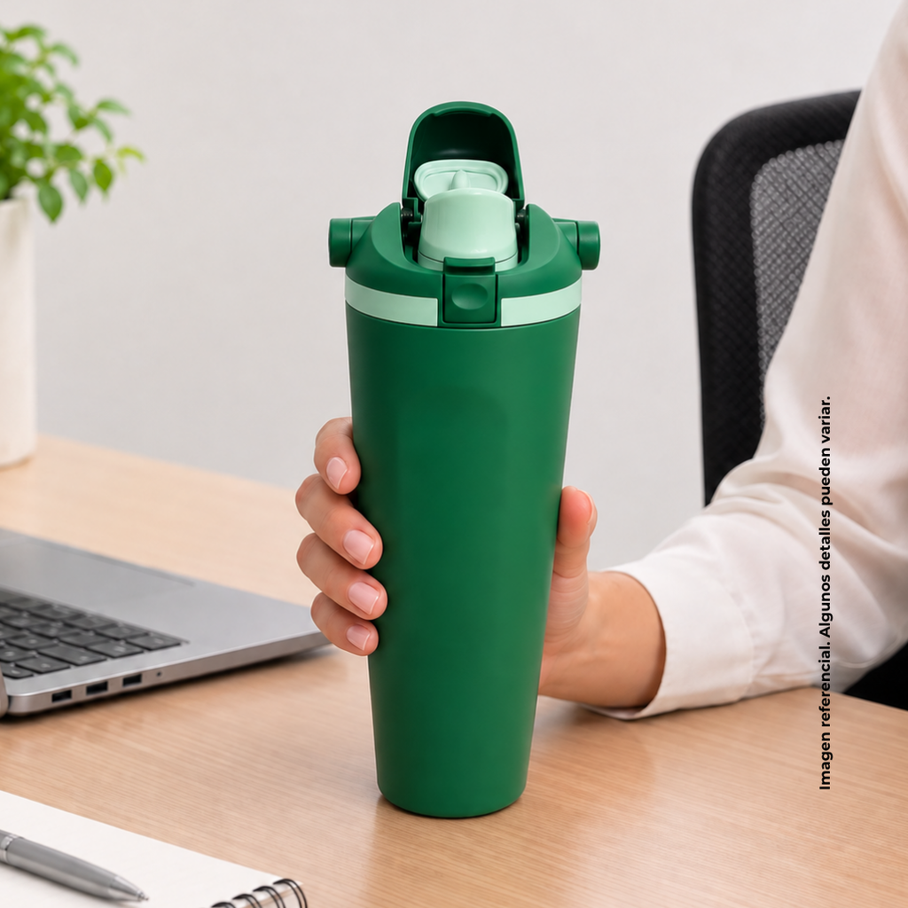 Termo, acero inoxidable, verde, 30 oz, Yawa de boquilla con tapa de seguridad