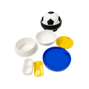 Lonchera, Plástica, Blanco, con negro diseño de pelota de fut