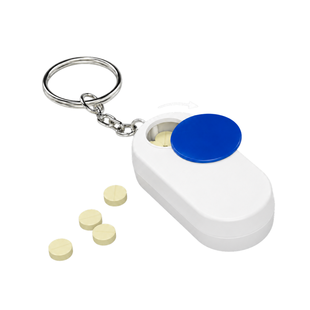 pastillero, plástico, azul,  nd, porta pildoras con cuerpo blanco
