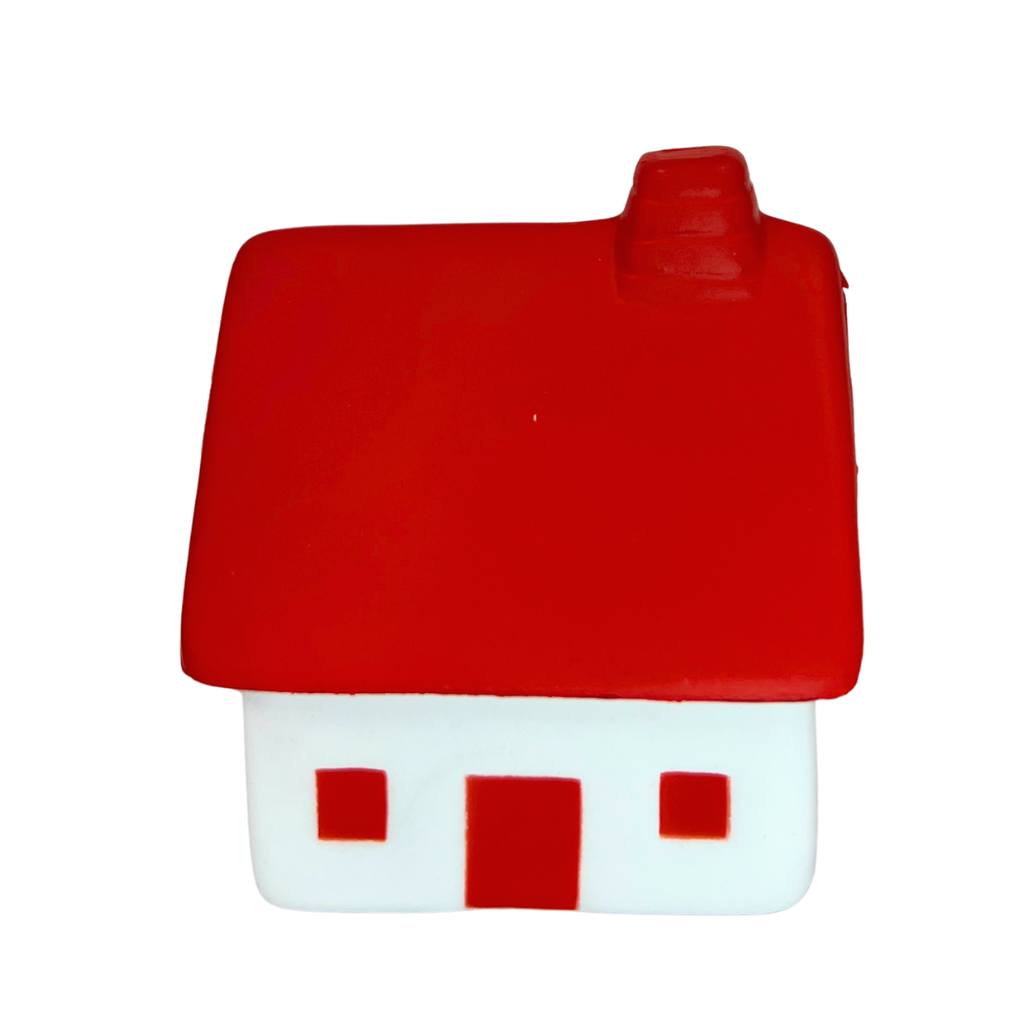ANTIESTRES, PU, ROJO, 7*7*8 cm, FORMA DE CASA CON CHIMENEA