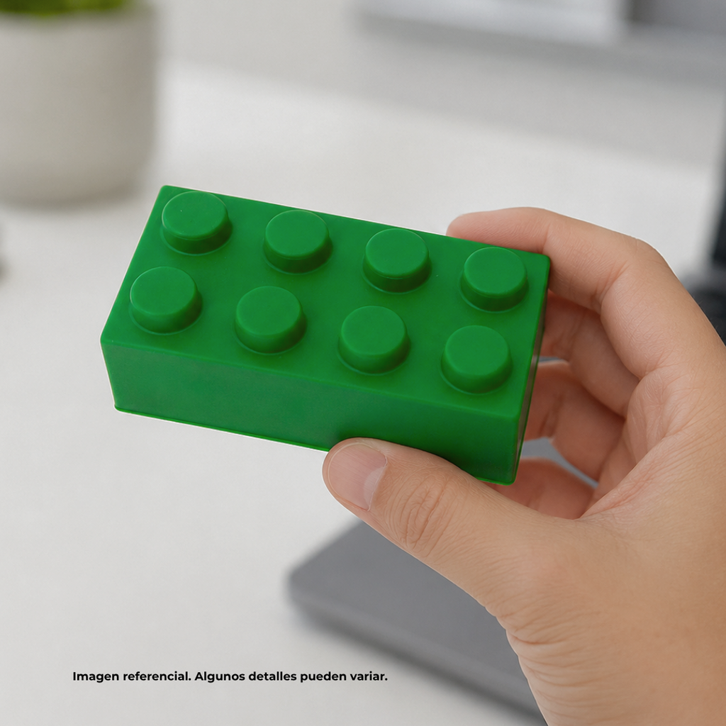 Antiestrés Poliuretano verde 7.8*4*2.8CM lego rectangular 4x2