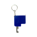 llaveros, plástico, azul, 4.5*4.5 cm centimetros, con destapador y metro (1 m)