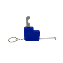 llaveros, plástico, azul, 4.5*4.5 cm centimetros, con destapador y metro (1 m)