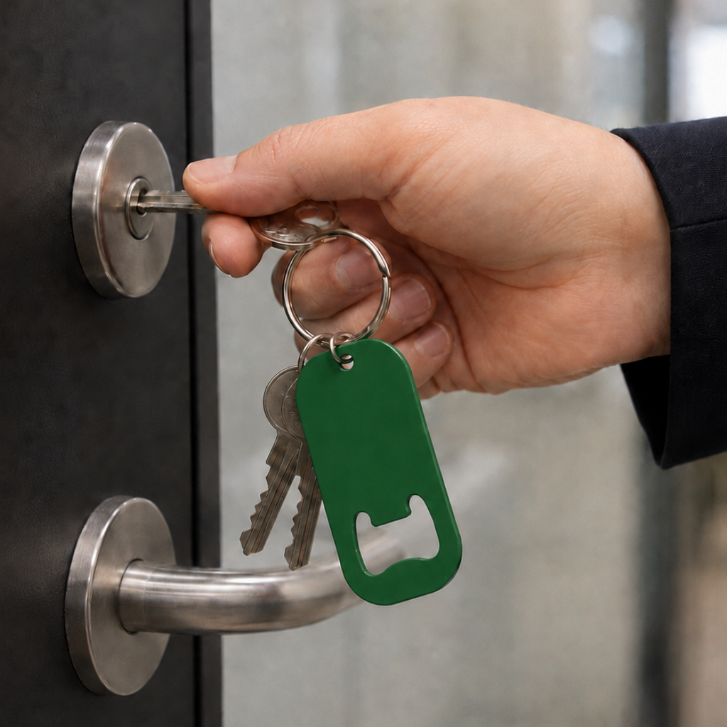 Destapador Acero Inoxidable Verde Mate 3.8*7 Cm Finger Para Llavero
