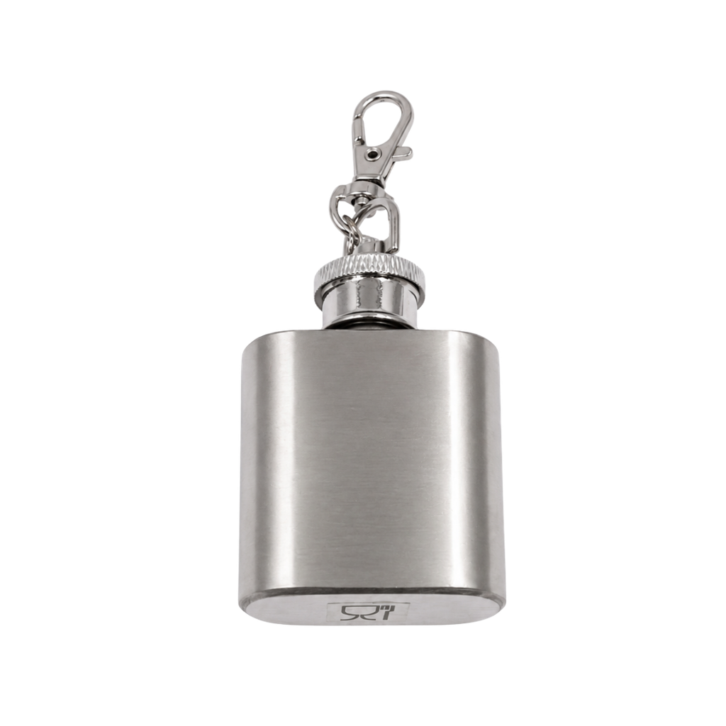 Llavero petaca,  acero inox, 30 ml, Plateado