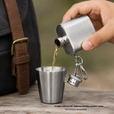 Llavero petaca,  acero inox, 30 ml, Plateado