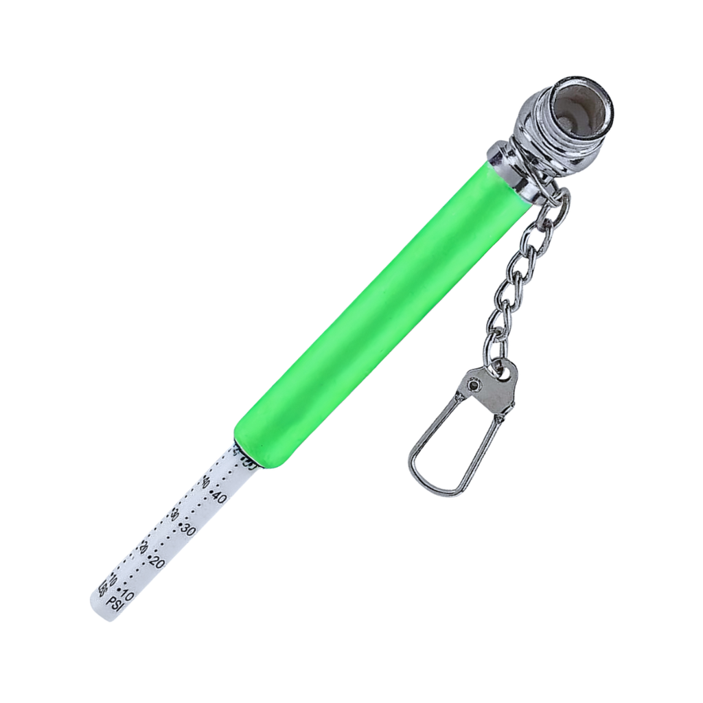 Calibrador, aluminio, Verde, 8.3*1 cms, Para Llantas, cabeza plástica