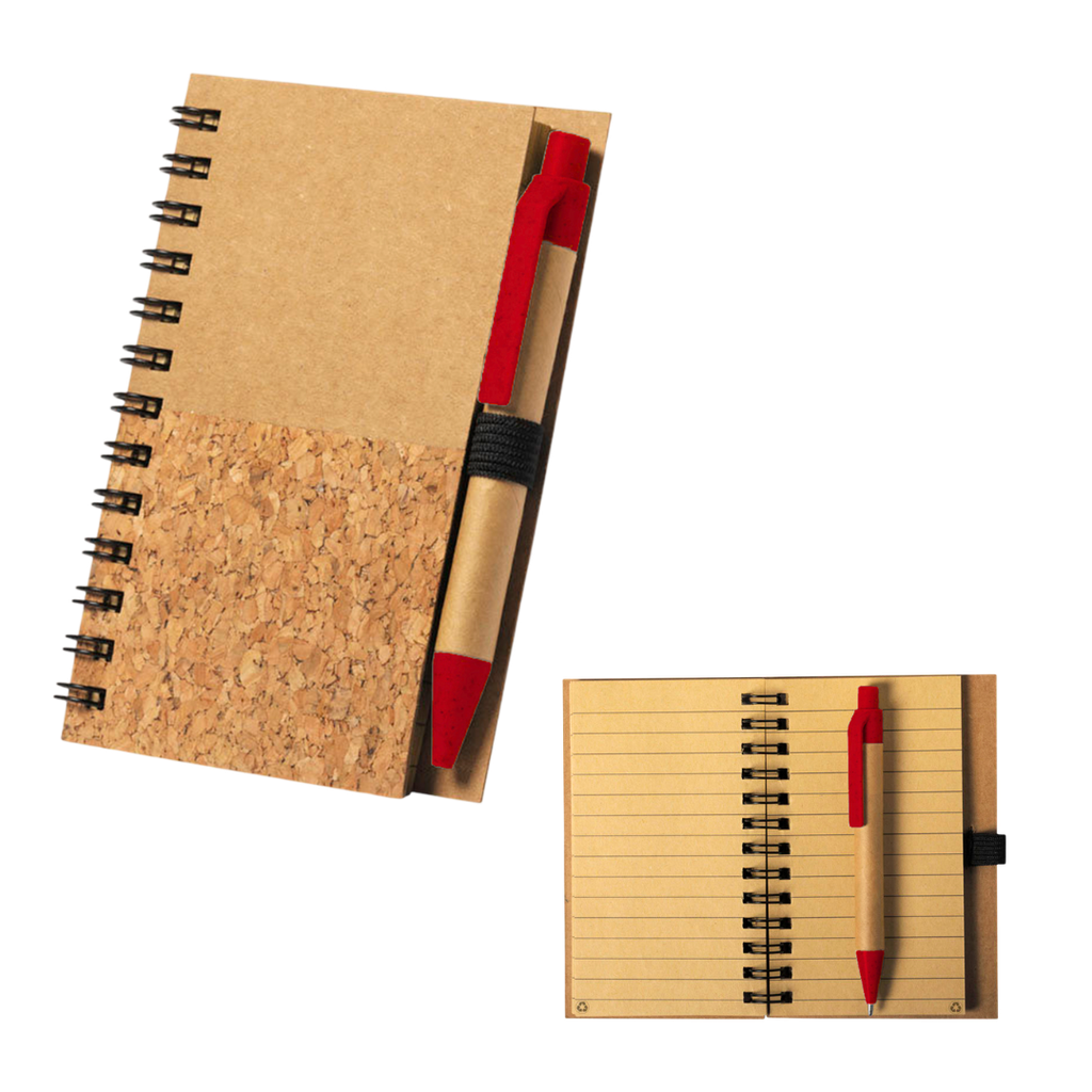 Libreta Cartón Rojo 9.5*15 Cm Frente Medio De Corcho Y Lapicero