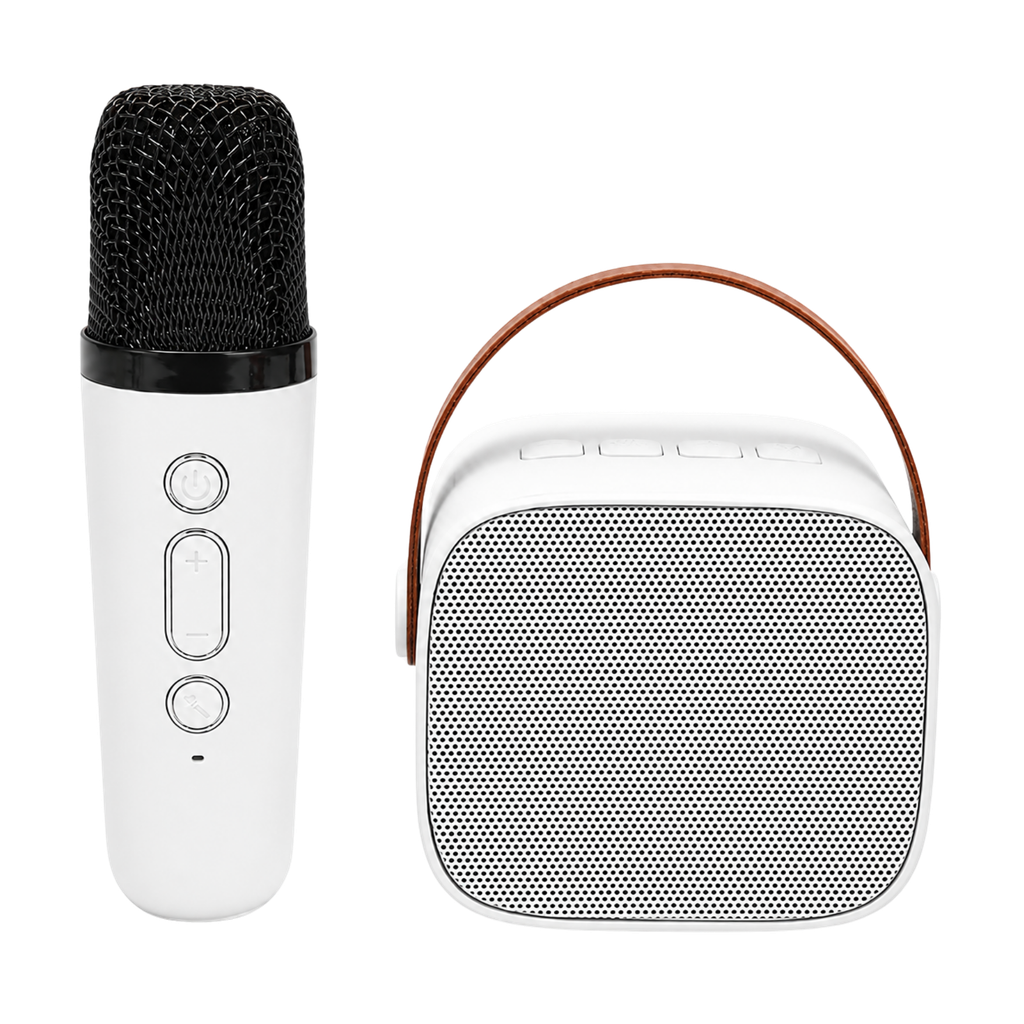 Bocina Plástico Blanco 8.5*6.5*7.5 Cm Karaoke De Mano Con Micrófono