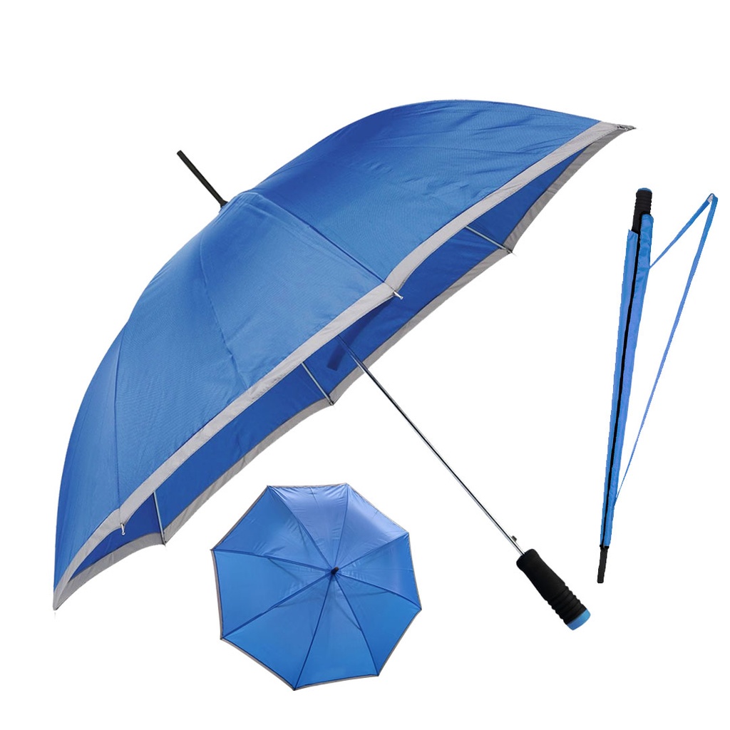 Sombrilla Poliester Azul Reflex Con Orilla Gris