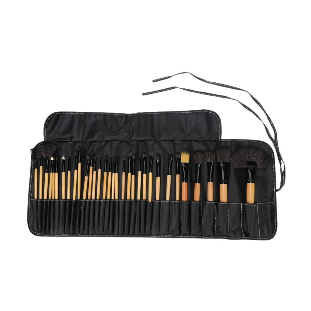 Brochas Madera Negro 47.5*22.5 Set De 24 Organizador Imitacion Cuero