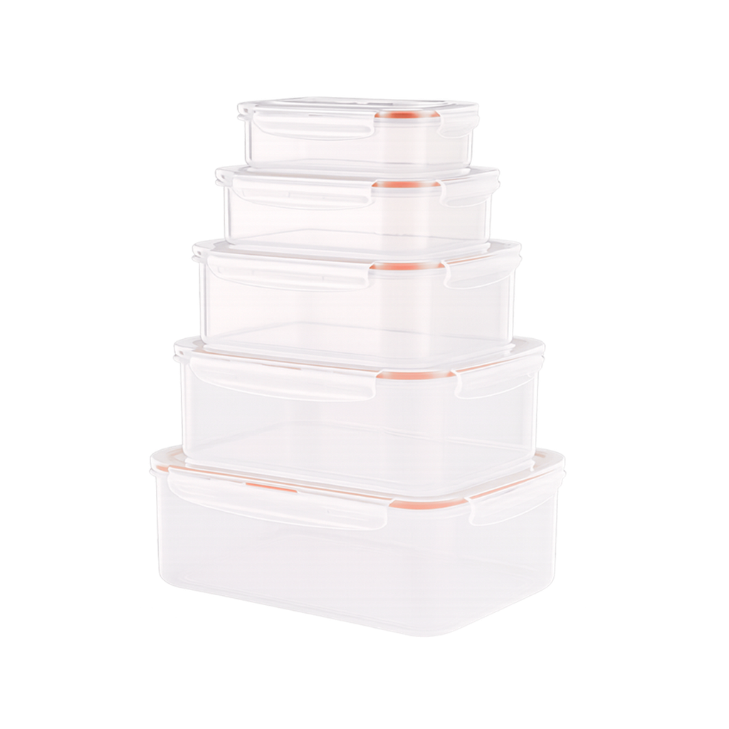 Hermetico Plástico Rojo 250 ml 500 ml 1000 ml 1600 ml 2600ml Sello Cuerpo Transparente 5 Pcs