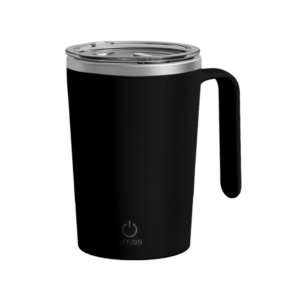 Taza Acero Inoxidable negro 13*9 cm doble pared con agitador magnetico