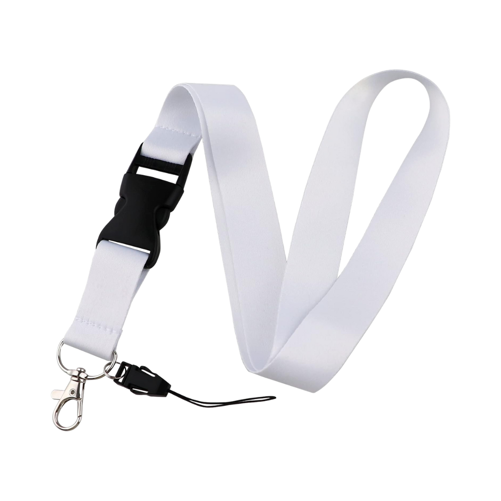 Portagafete poliester blanco 48*2 cm Mendel Liso con gancho negro