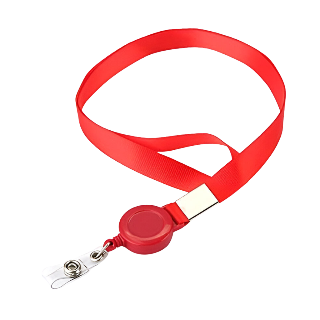 Portagafete poliester rojo 45*2 cm cinta con Yoyo