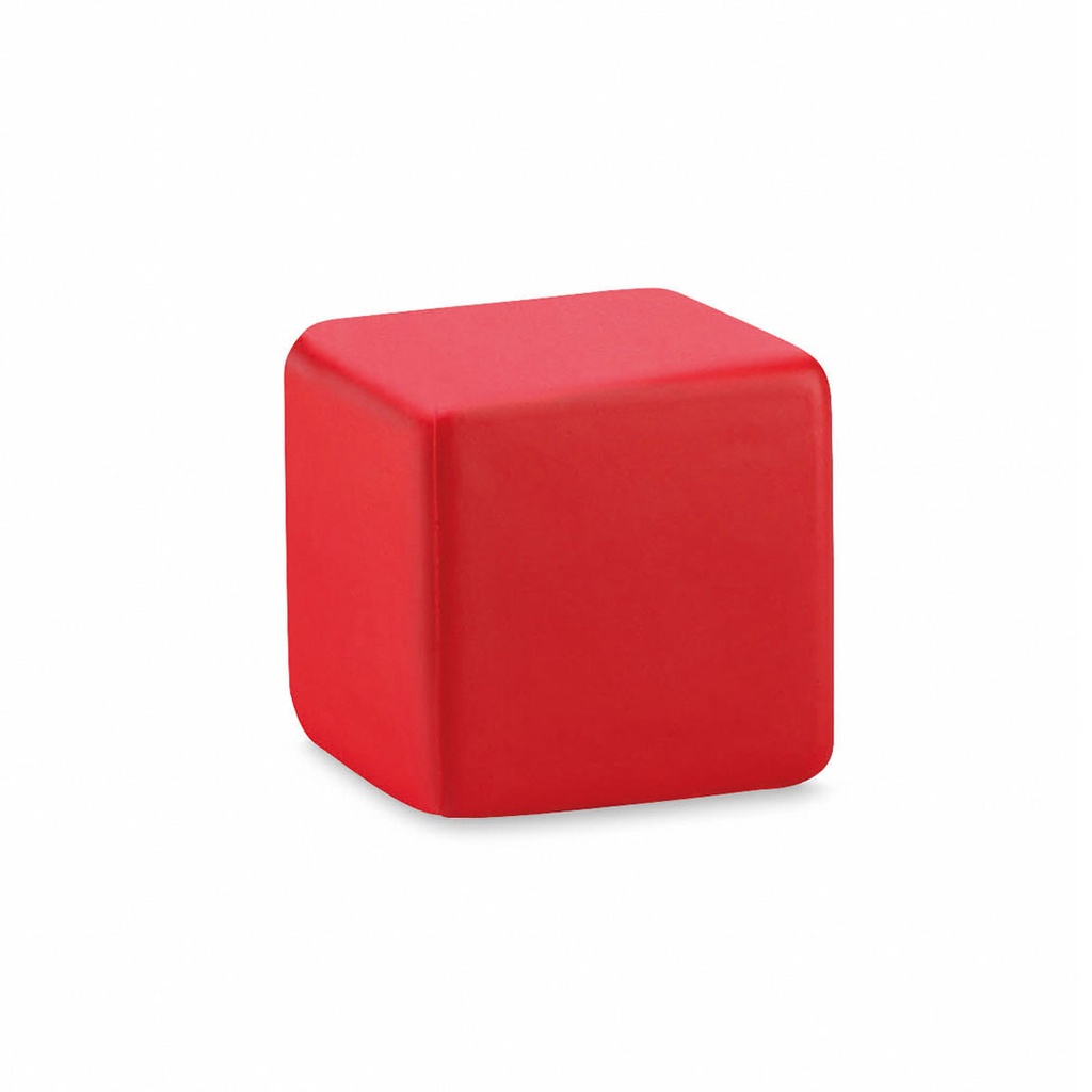 Antiestres Pu rojo 5 cm cubo orillas redondas