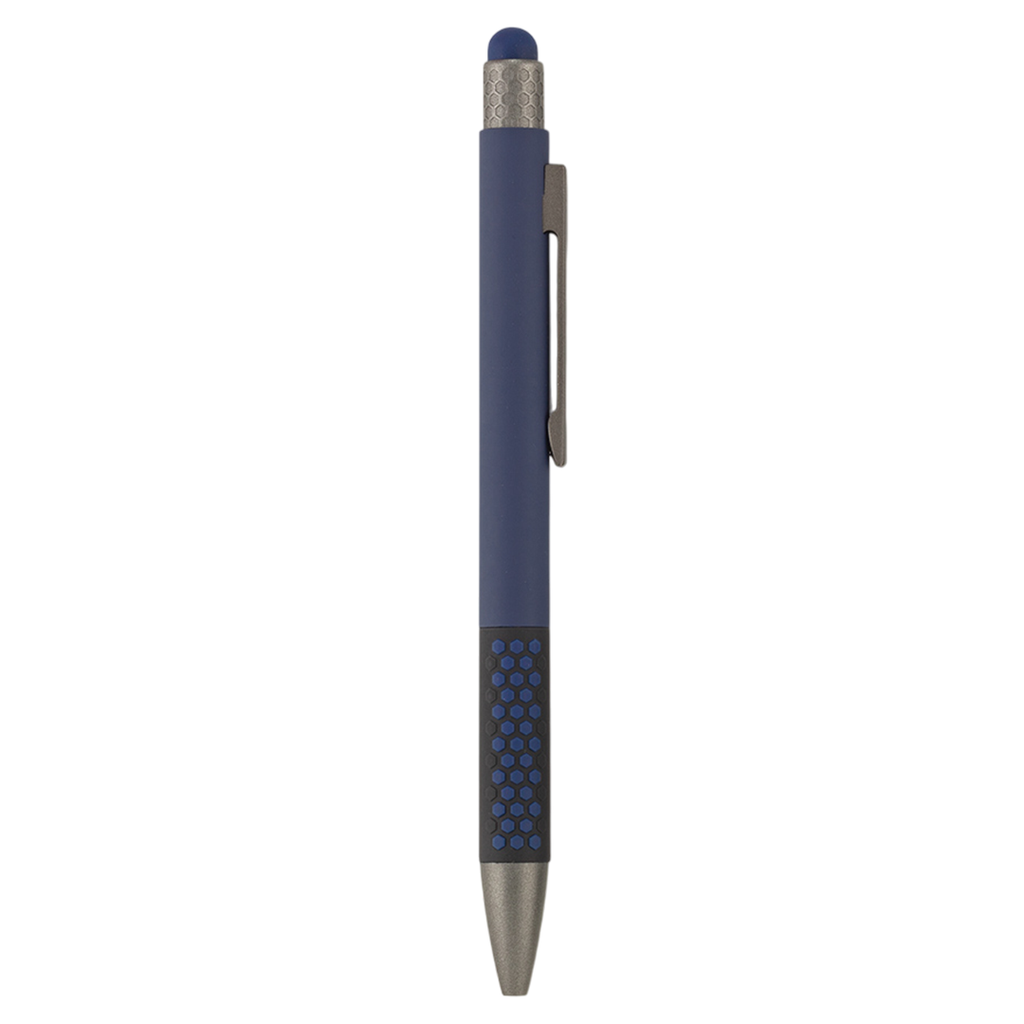 Lapiceros aluminio azul oscuro 14.5 cm Sport siliconeado touch y antideslizante