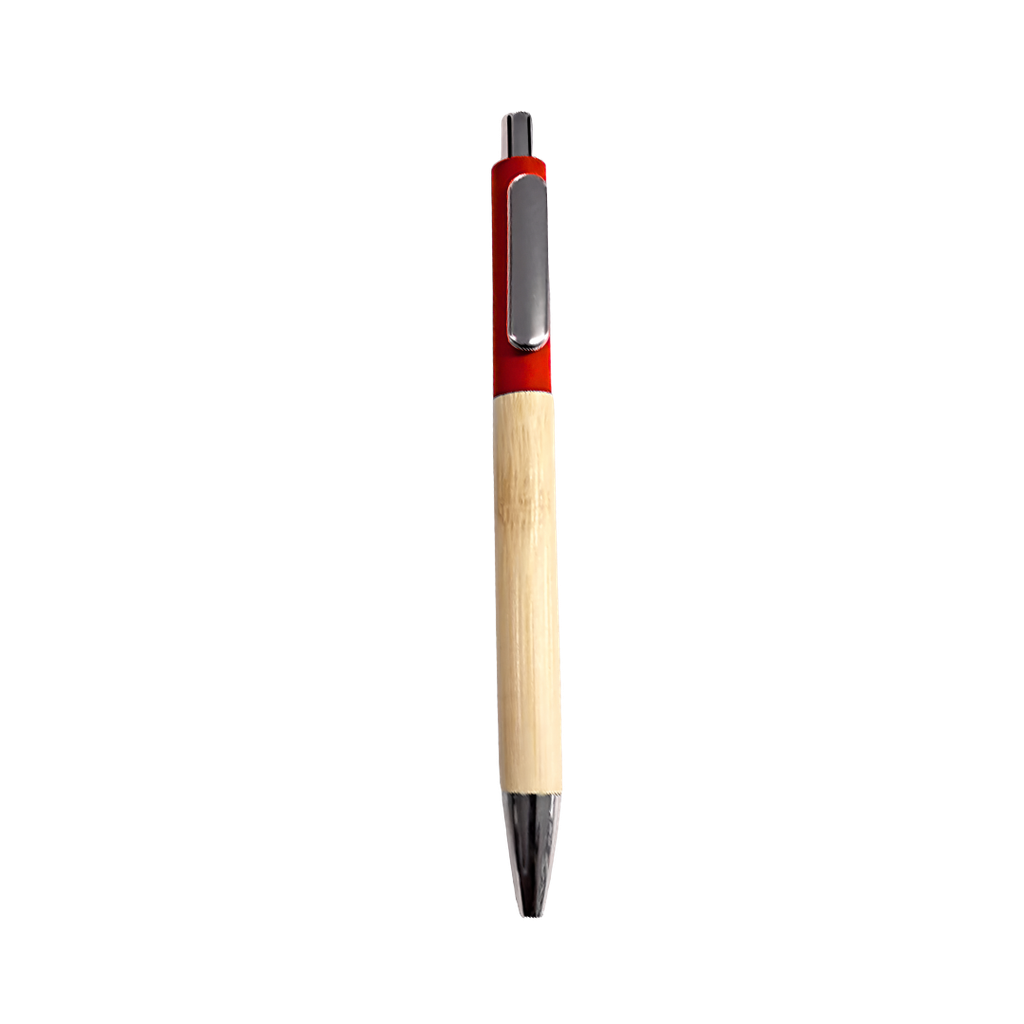 Lapiceros Bambú rojo 14.25 cm Bio con top de color