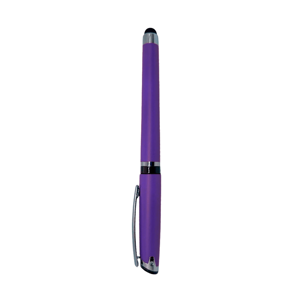 Lapicero plástico uva 14.5 cm siliconeado con touch,tinta gel