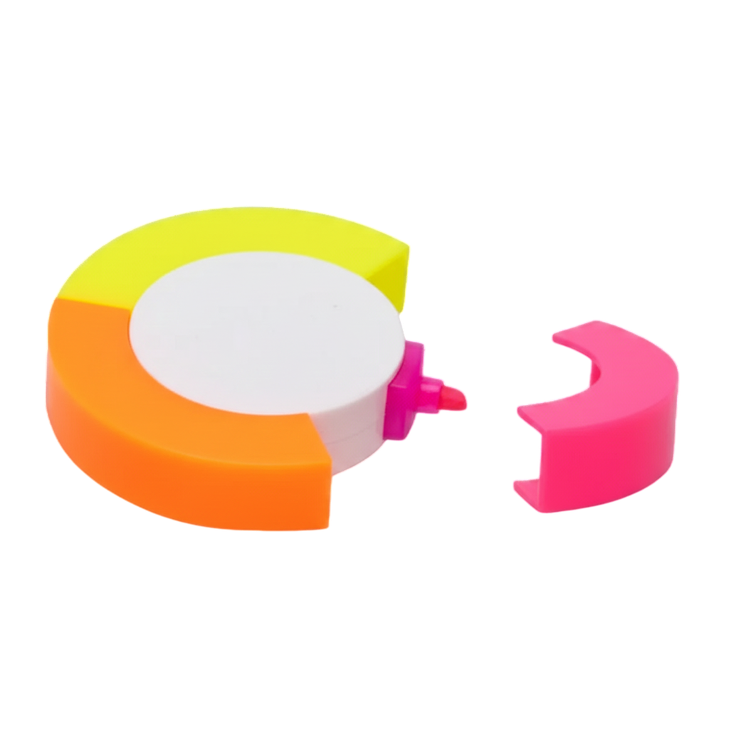 Resaltador plástico colores 7.5*1.4 cm rueda 3 puntas