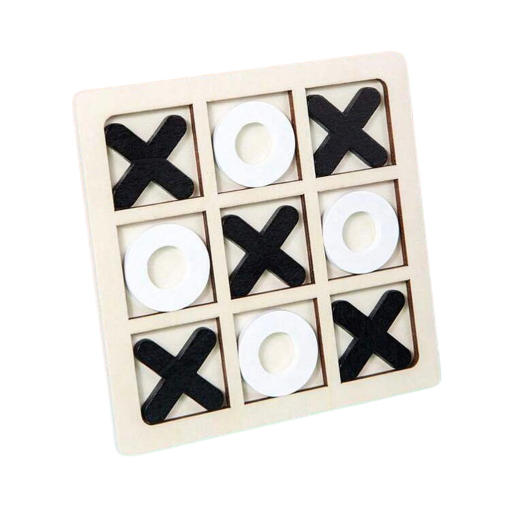 Totito, madera blanco 14*14 cm con negras y base natural