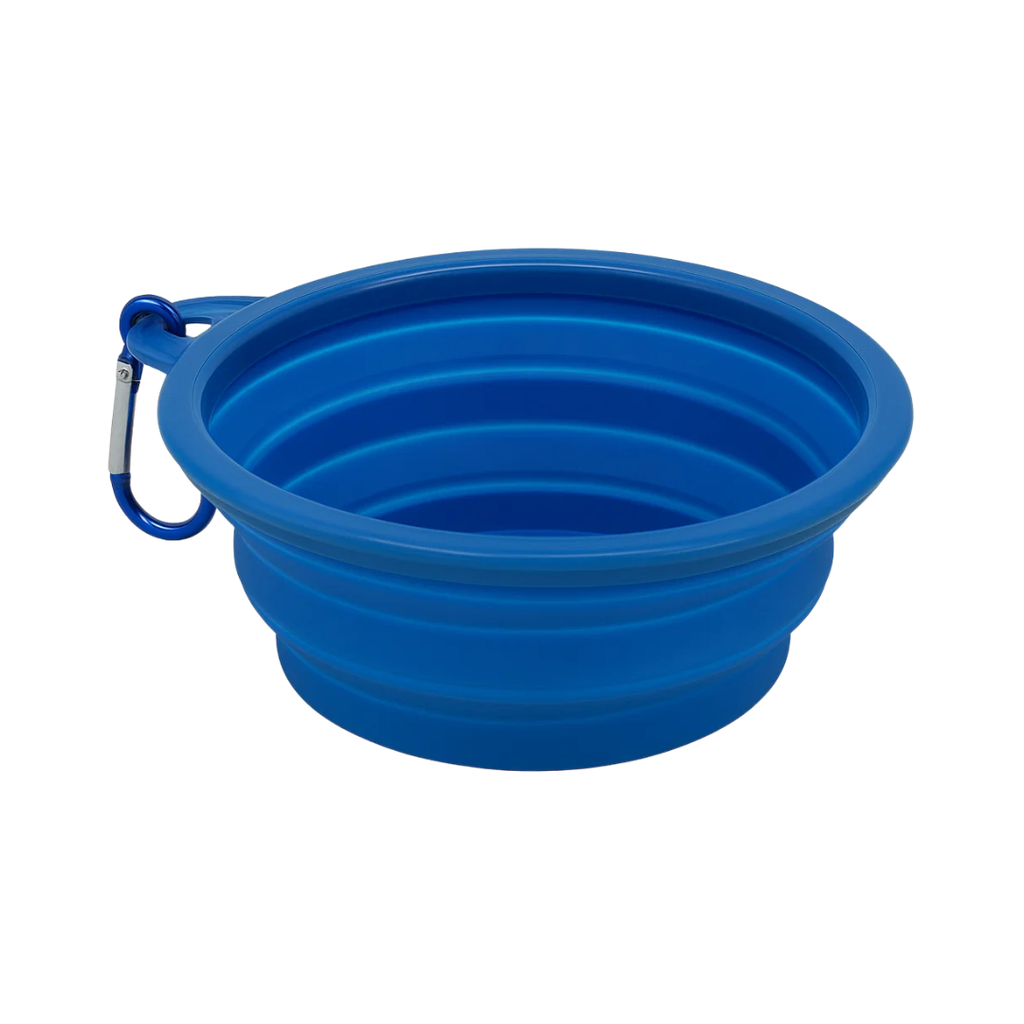 Tazon Silicón azul reflex 350 ml expandible con arnés para mascota