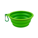 Tazon Silicón verde 350 ml expandible con arnés para mascota