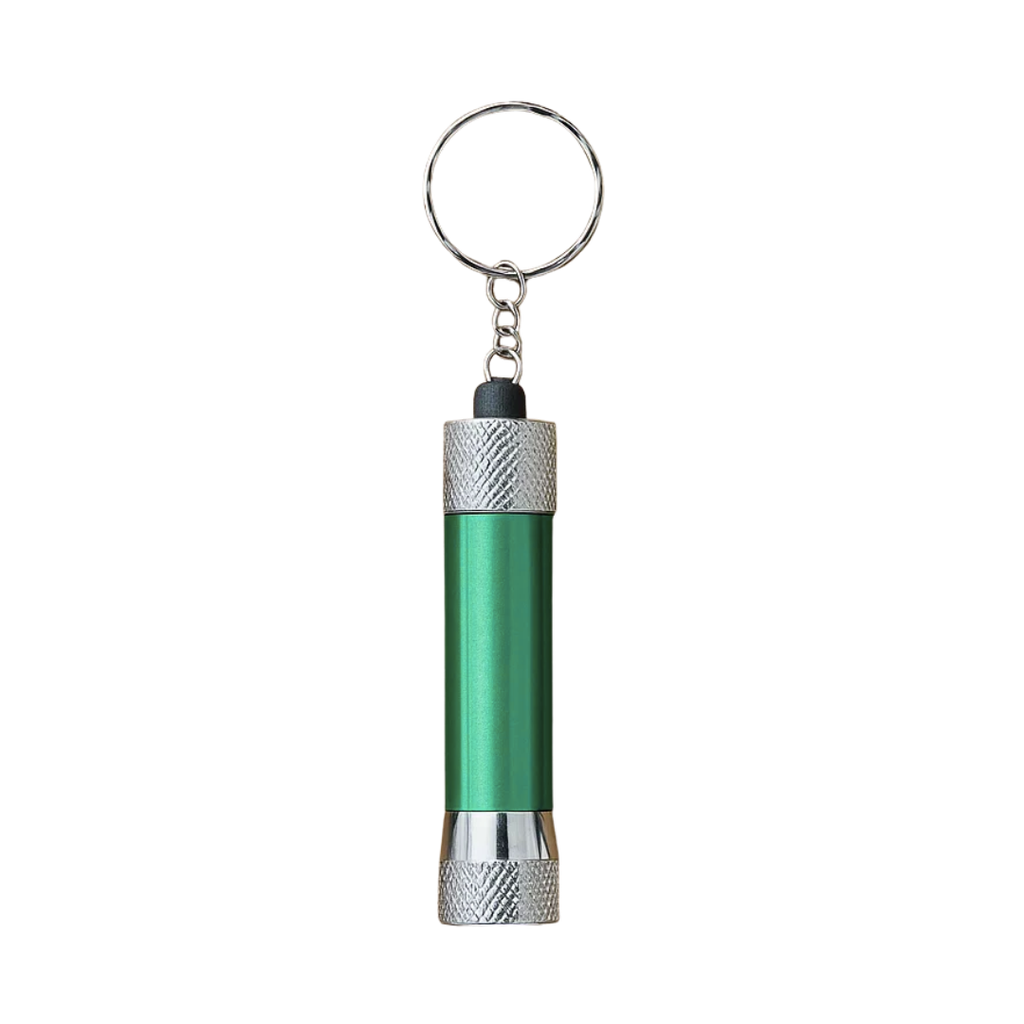 Linterna acero inoxidable verde 6.7*1.6 cm rough luz led