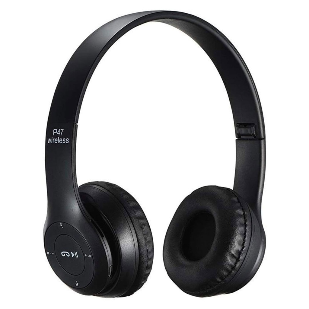Audifono Plástico Negro P47 Inalambrico Diadema V5.0 Bateria 200 Mah