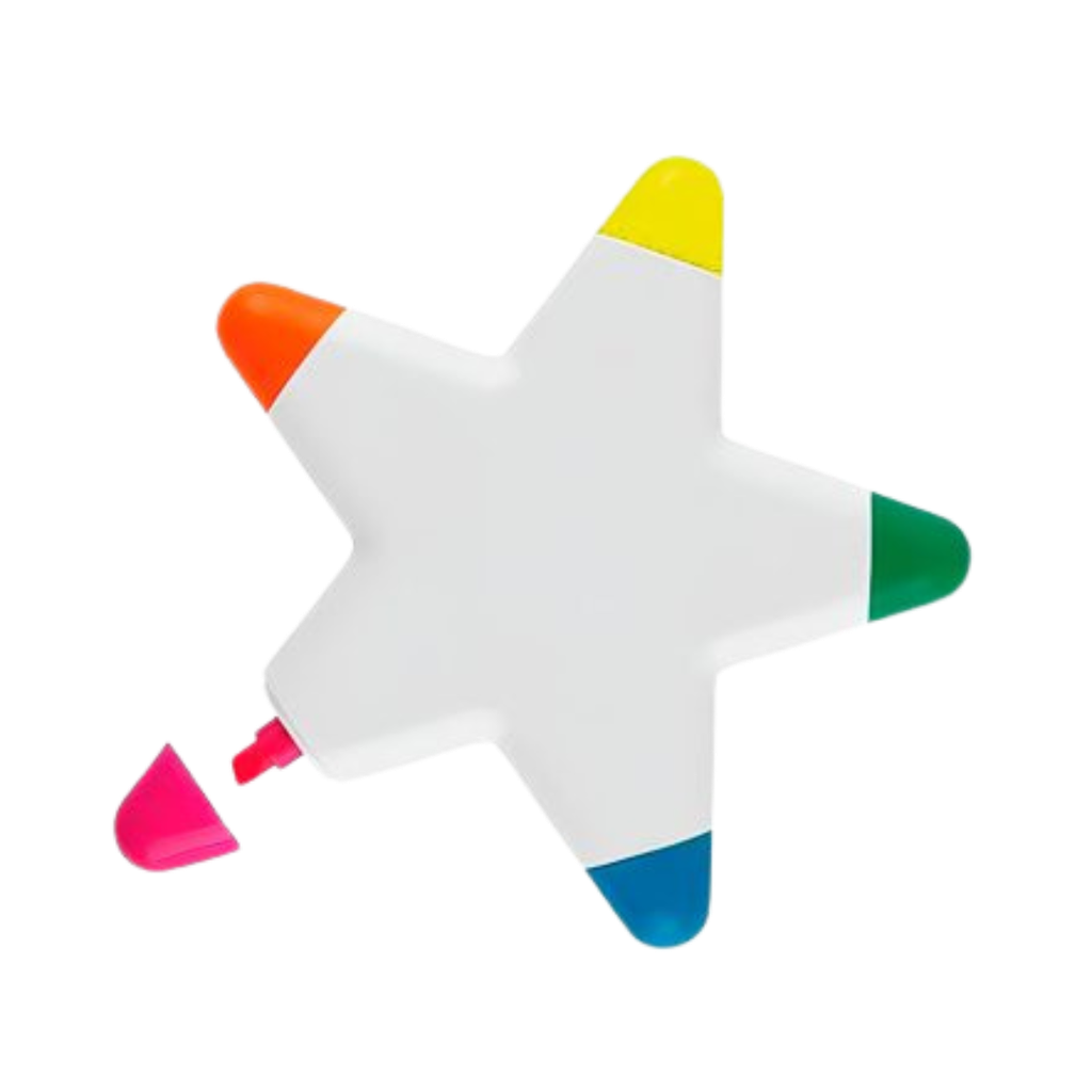 Resaltador Plástico Blanco Forma De Estrella