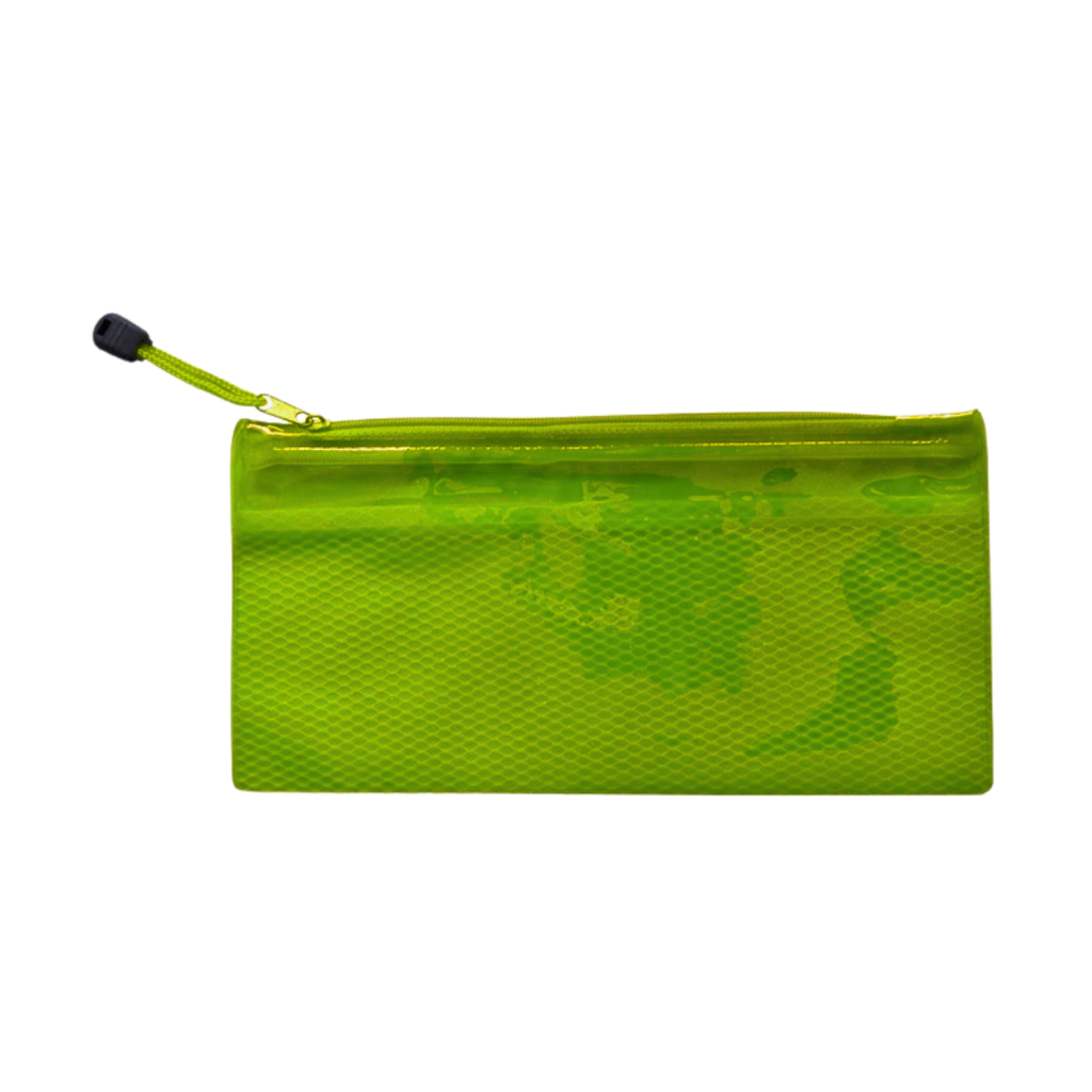 Estuches pvc verde 23.5*11.5 cm de malla interna separadora