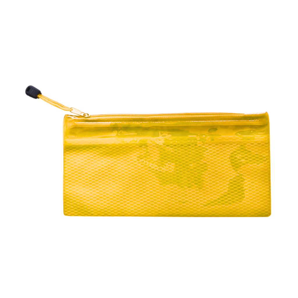 Estuches pvc amarillo 23.5*11.5 cm de malla interna separadora