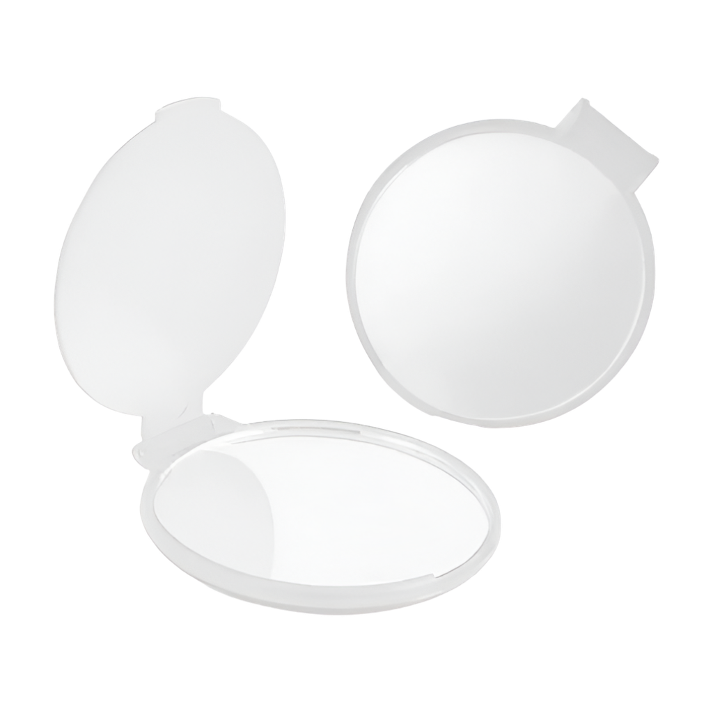 Espejo plastico redondo transparente blanco