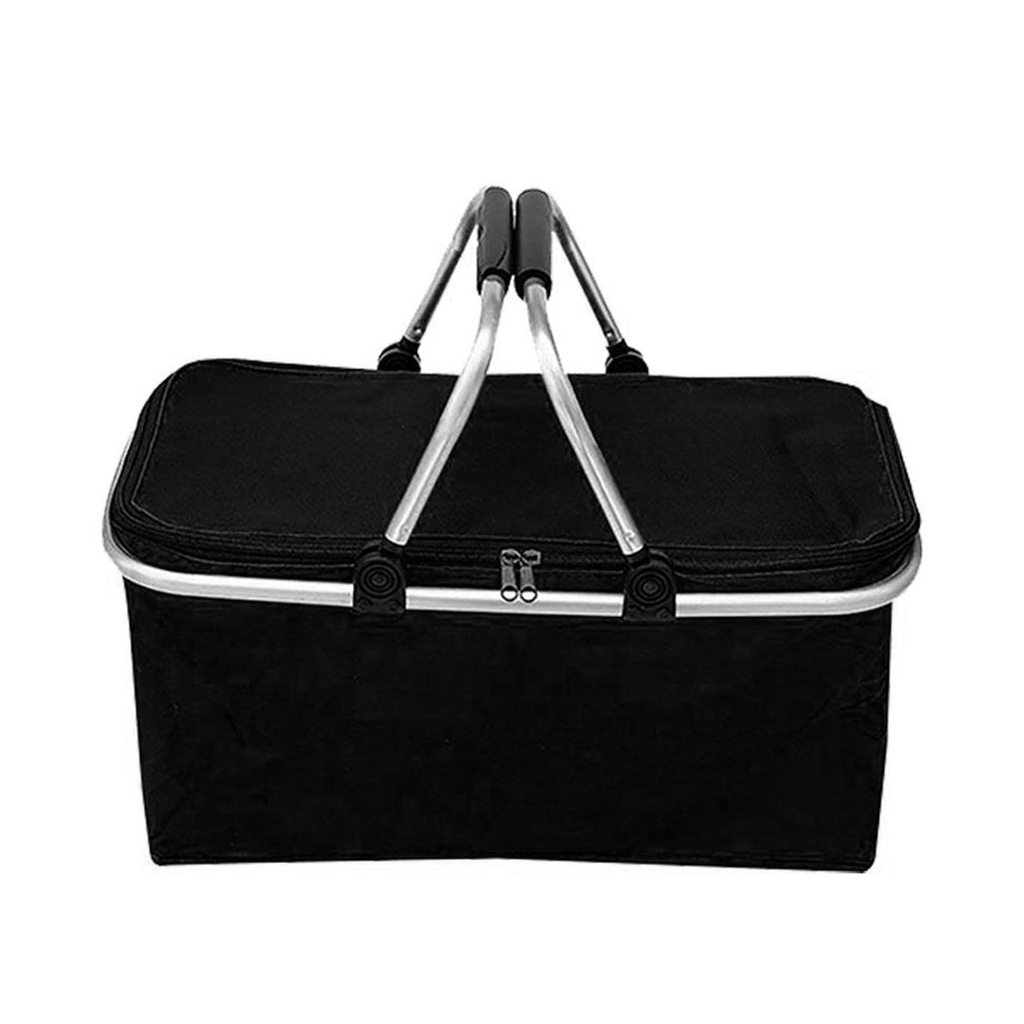 Canasta Oxford negro 47*28*23 Cm Picnic Doble Agarrador De Aluminio