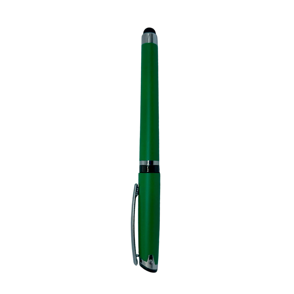 Lapiceros Plástico Verde 14.5 Cm Siliconeado Con Touch Y Tinta Gel