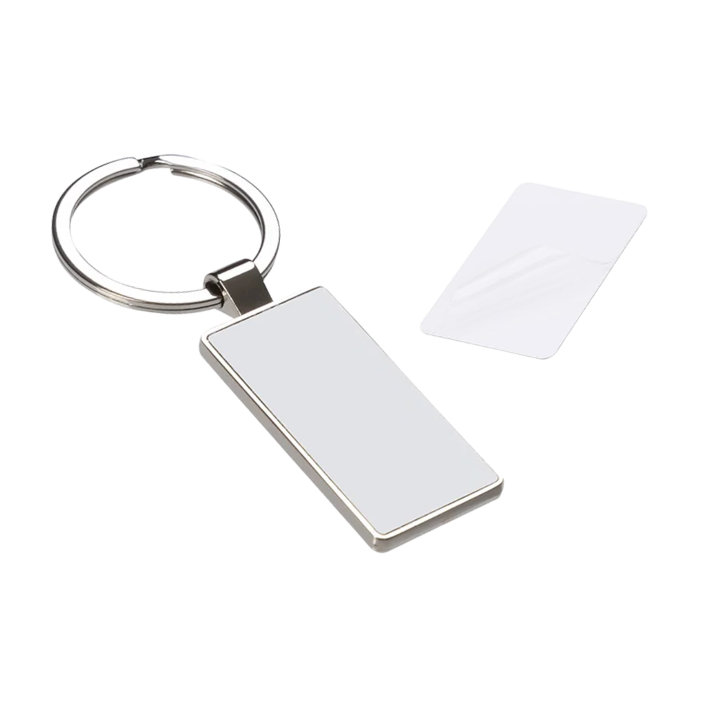 Llavero Metal Plateado rectangular Para Sublimar