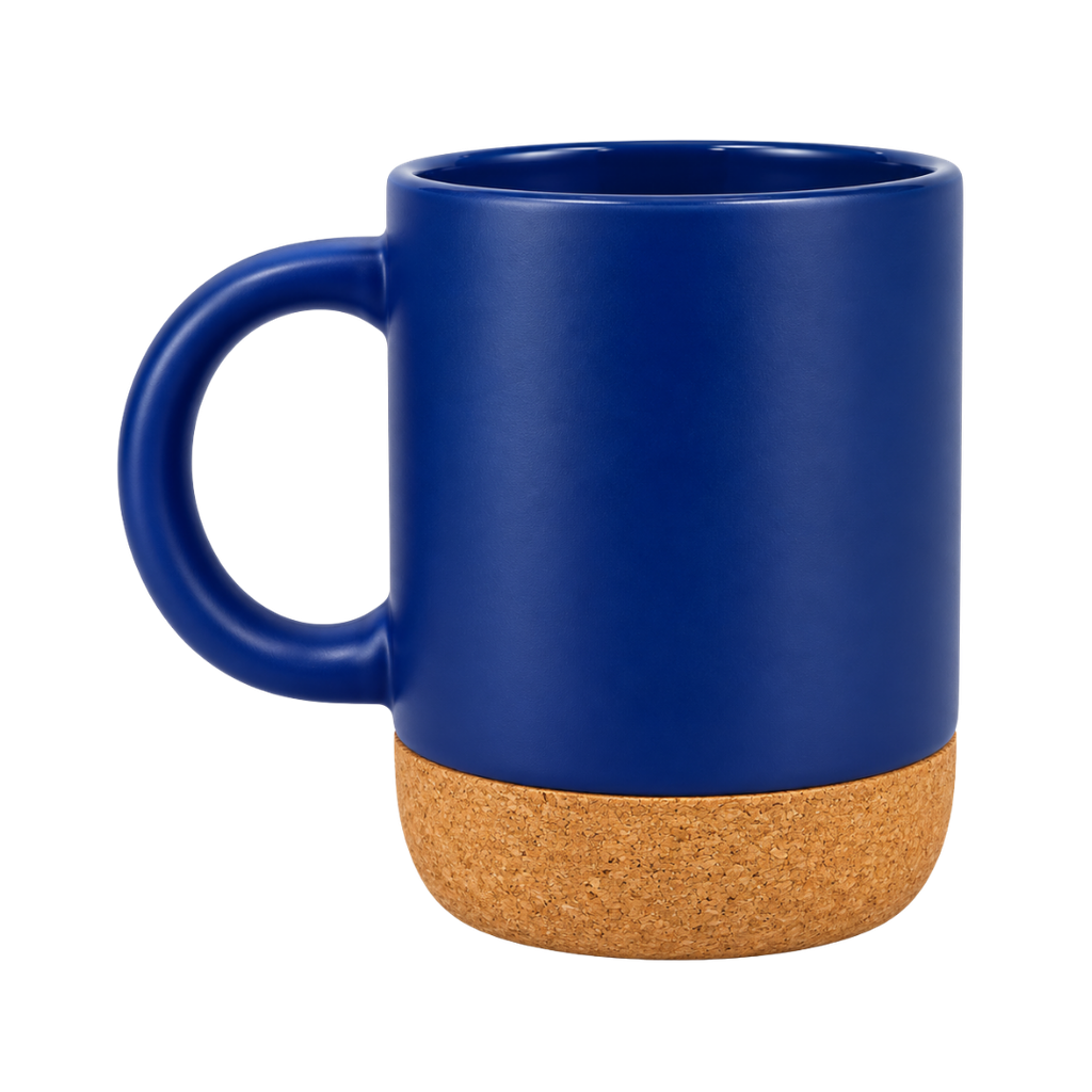 Taza, Cerámica, Azul Oscuro, 450 Ml Country , 8*11.5cm Base De Corcho Sin Tapa