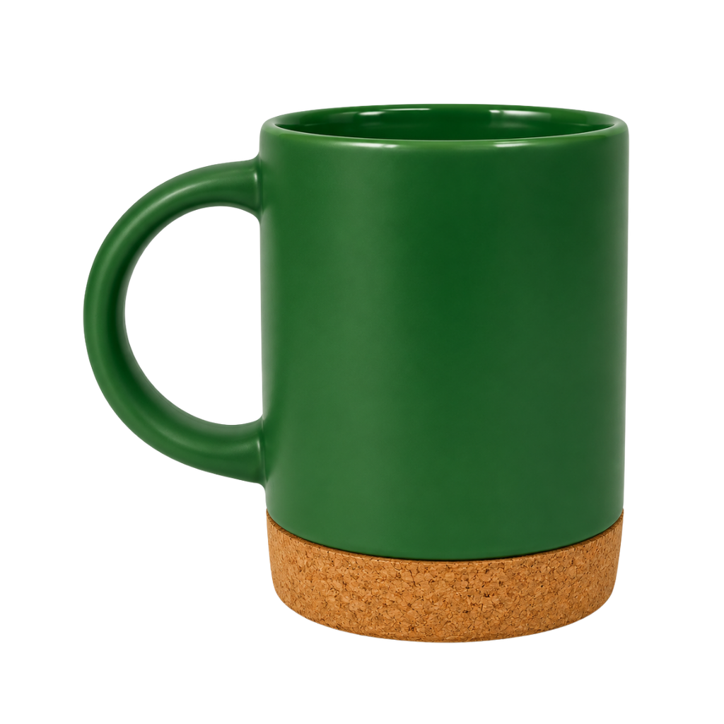 Taza, Cerámica, Verde, 450 Ml Country , 8*11.5cm Base De Corcho Sin Tapa