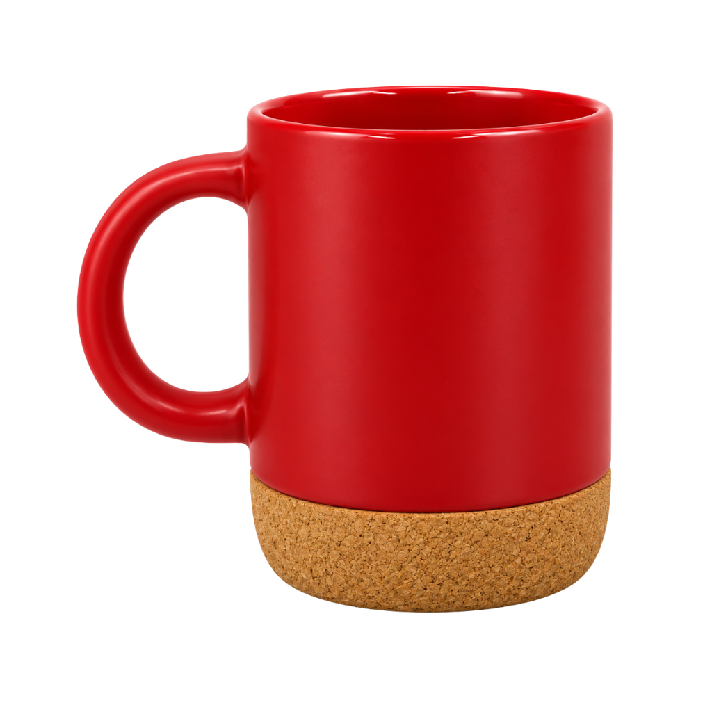 Taza, Cerámica, Rojo, 450 Ml Country , 8*11.5cm Base De Corcho Sin Tapa