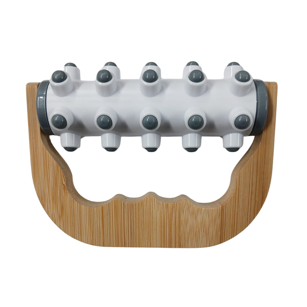 Masajeador, Plástico, Gris, 13.7*10.8*4.5 Centimetros, Roller Mango De Madera