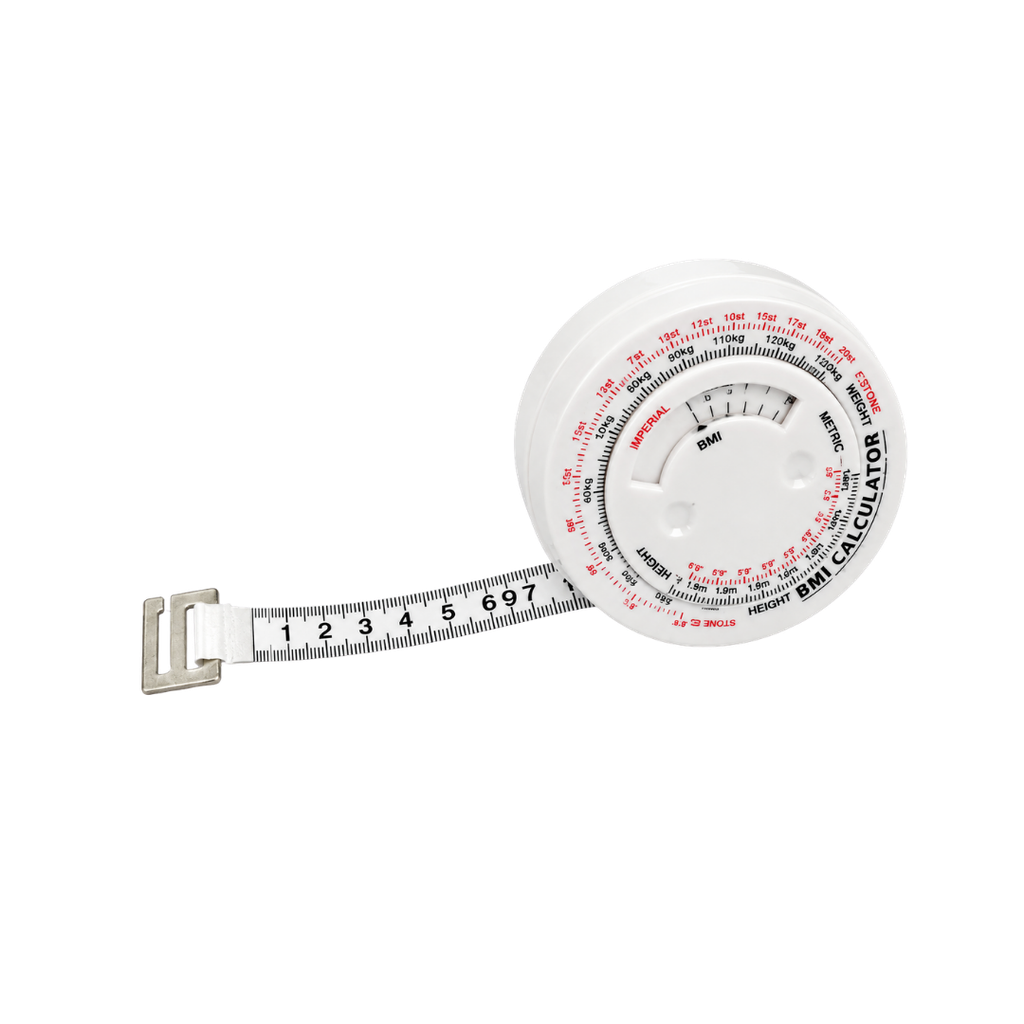 Cinta Metrica, Plástico, Blanco, 1.5 M , Calculadora Bmi