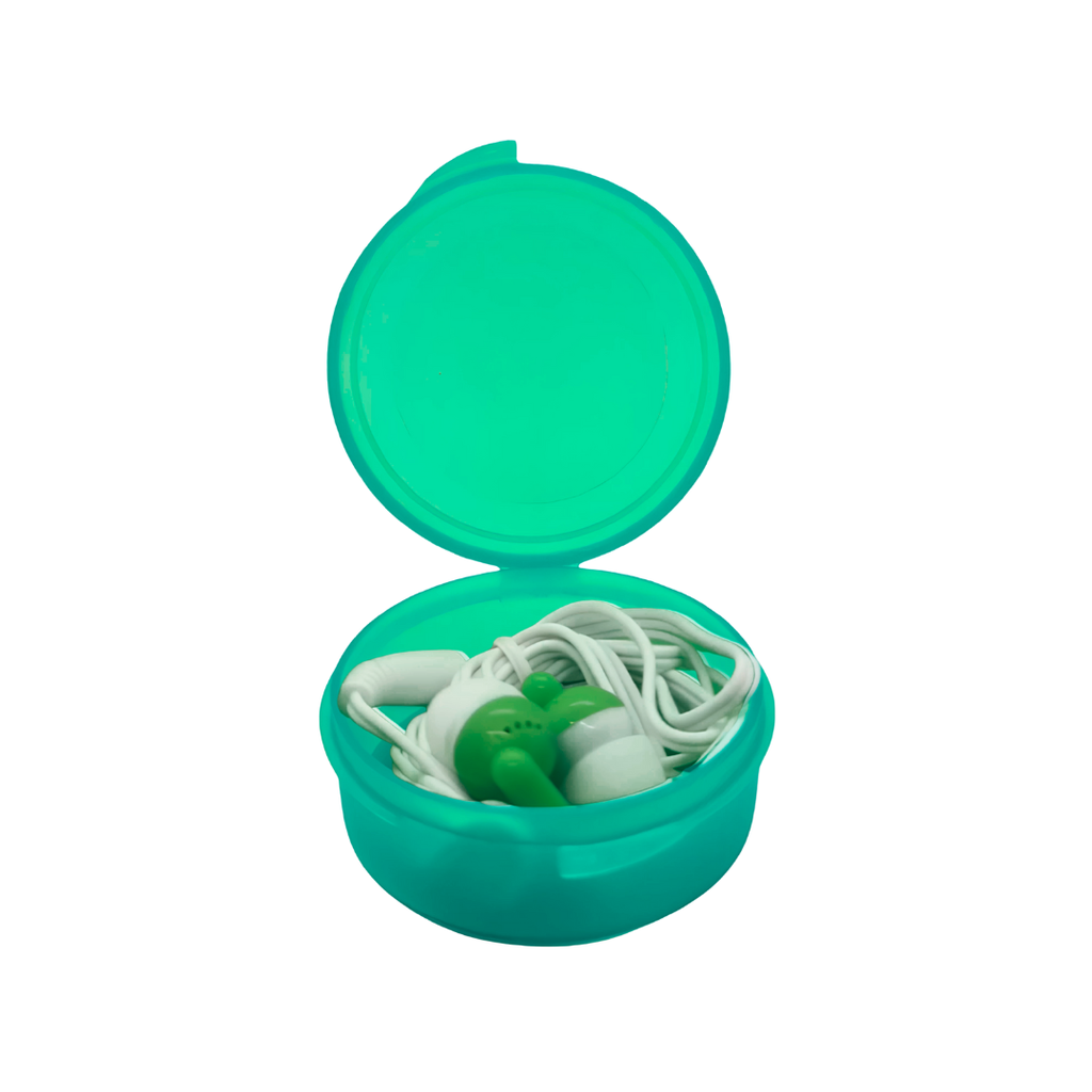 Audifono, Plástico, Verde, 6*6.2 Centimetros, En Caja Redonda