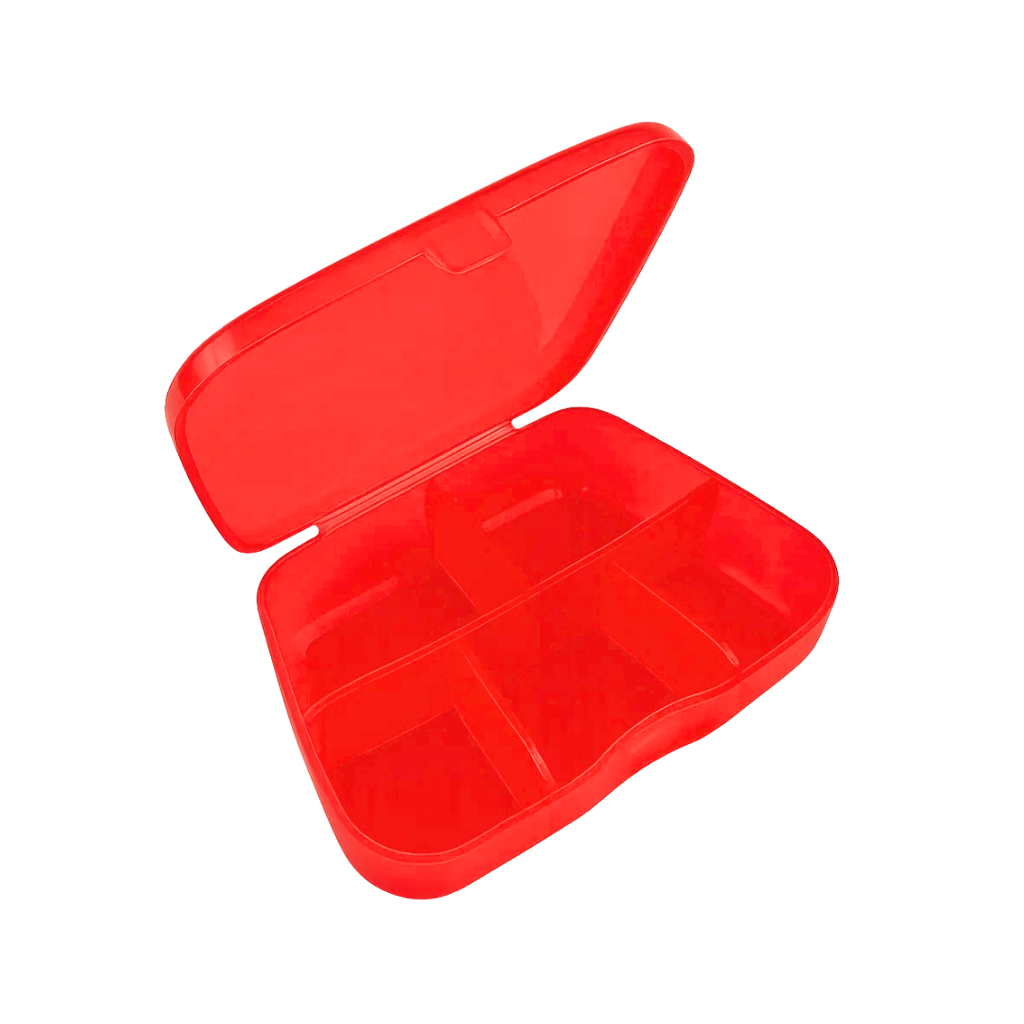 Pastillero, Plástico, Rojo, 8*6*2 Centimetros, Shell 5 Espacios