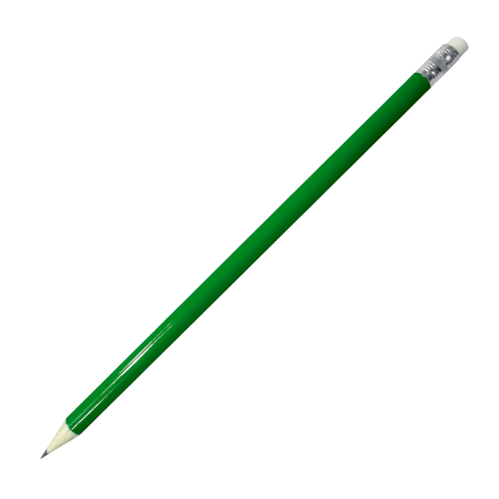 Lapiz, Madera, Verde, 19 Centimetros, Con Borrador