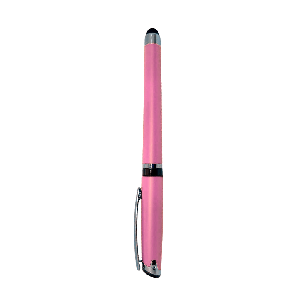 Lapiceros plástico rosado 14.5 cm siliconeado con touch tinta gel