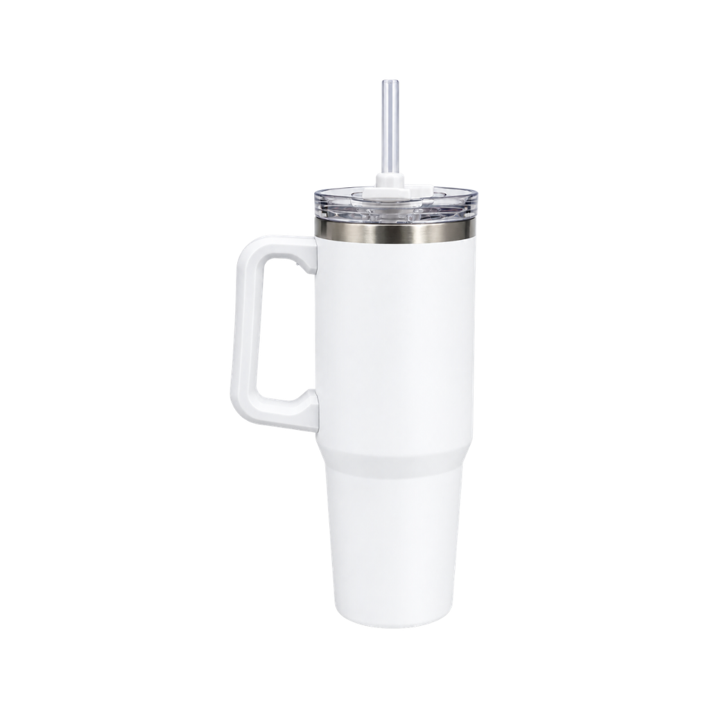 Taza Acero Inoxidable Blanco 30  Oz Doble Pared Con Pajilla