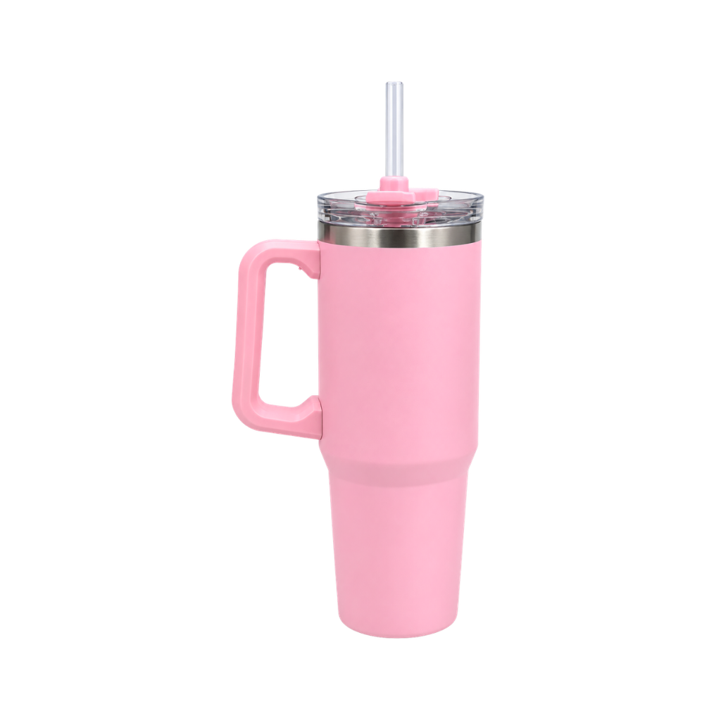 TAZA ACERO INOXIDABLE ROSADO 30 oz Boldys doble pared con pajilla
