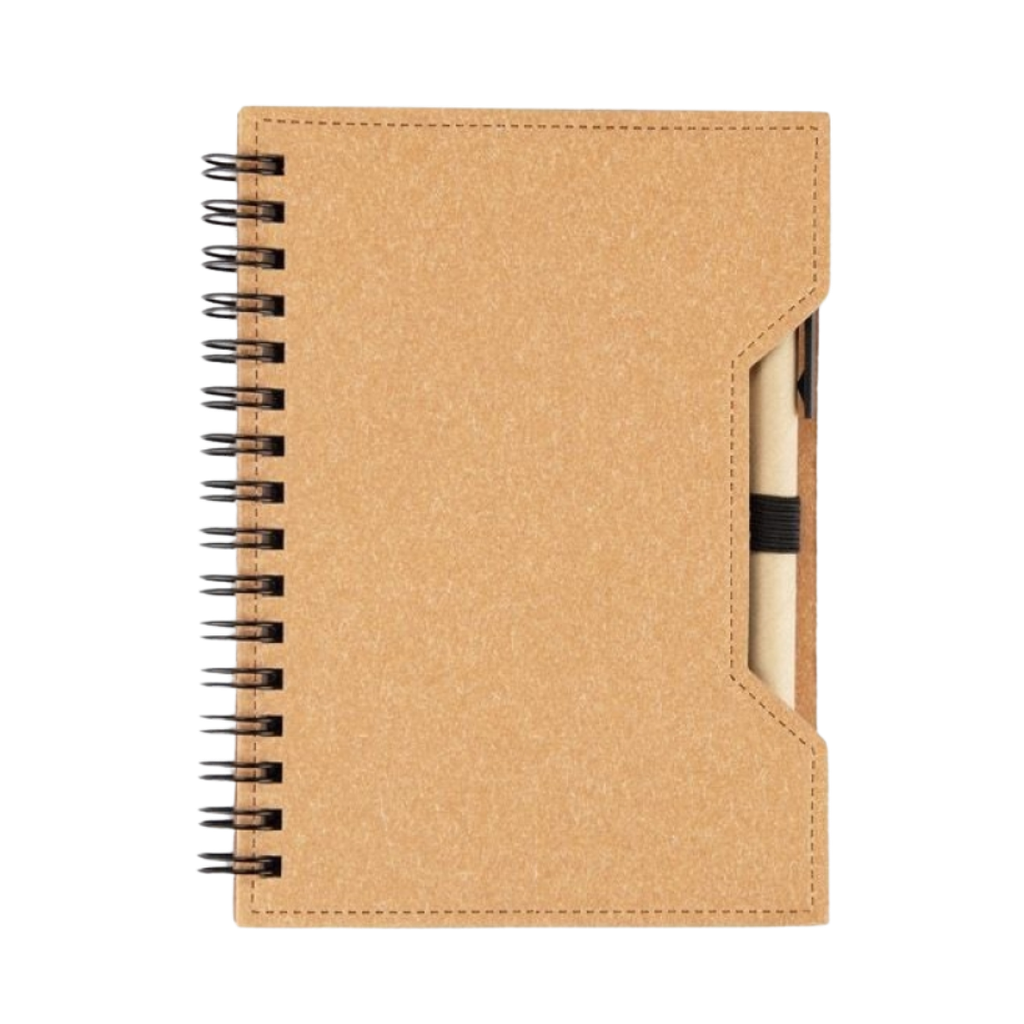 LIBRETA PAPEL NATURAL 21*14.5 cm  STITCHED CON POST IT Y LAPICERO